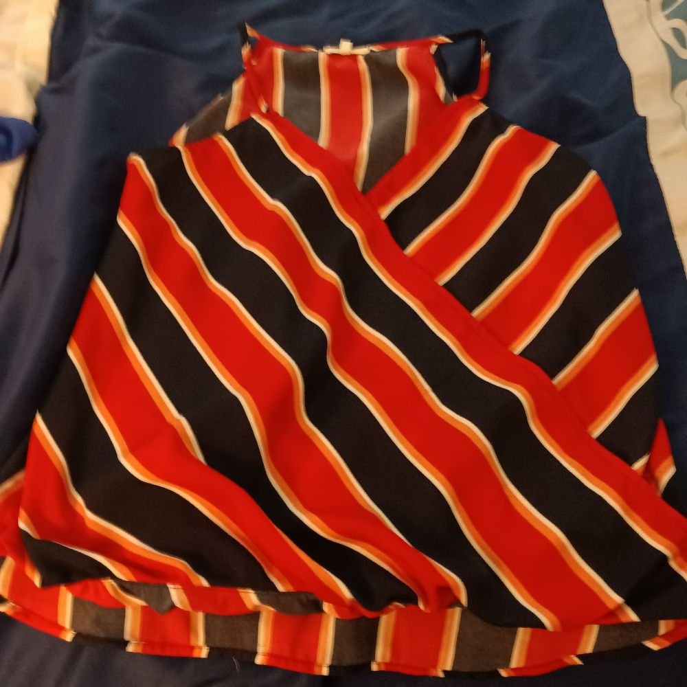 Red navy peach dressy tank